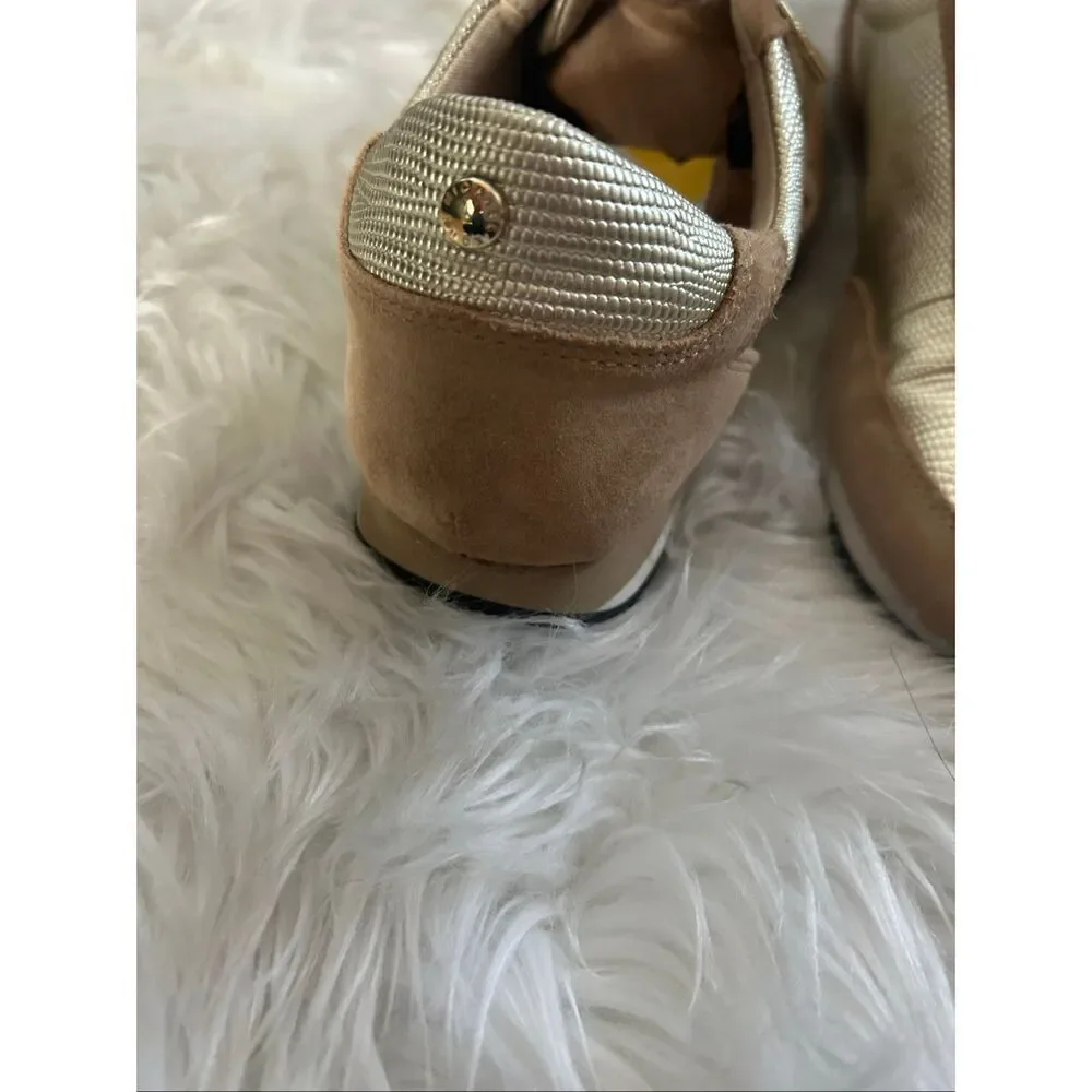 Michael Kors tan and gold sneakers comfy size 8